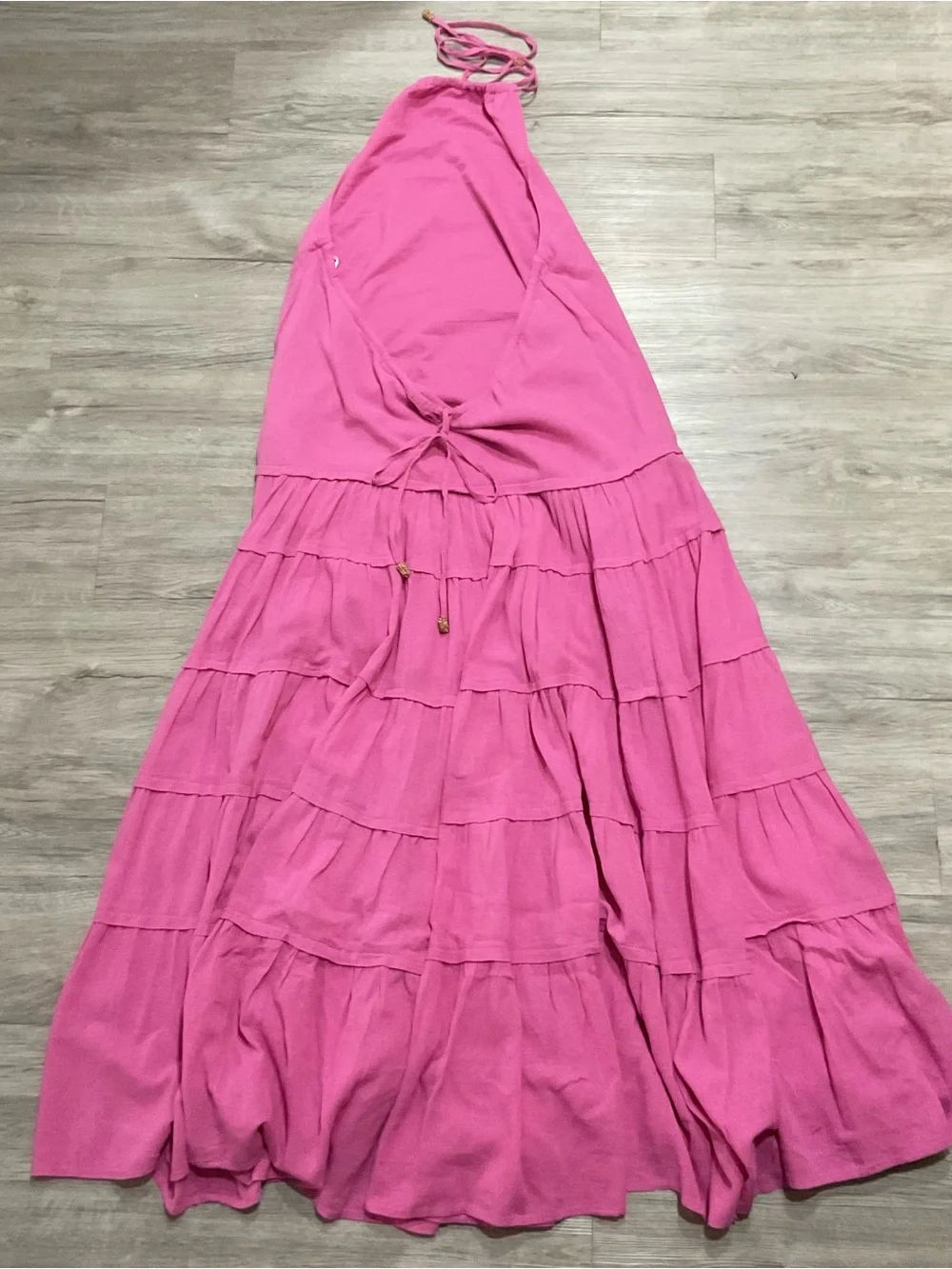 Free People Somewhere Sunny Open-Back Tiered Halter Midi Dress Size Medium NWT - Picture 4 of 14